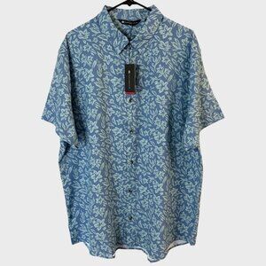 Travis Mathew Pearl City Short-Sleeve Button-Up Shirt Blue Men's Size XXL New